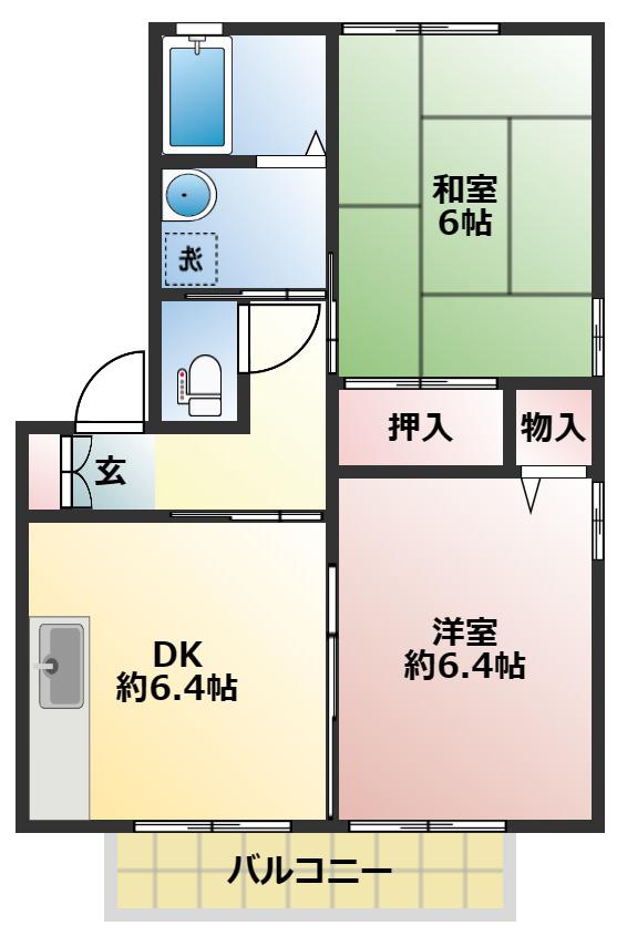 グランドメゾンA(2DK/1階)の間取り写真