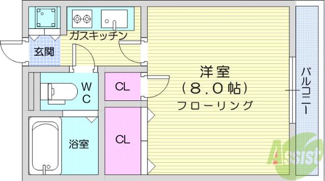 アペールしいな(1K/2階)の間取り写真