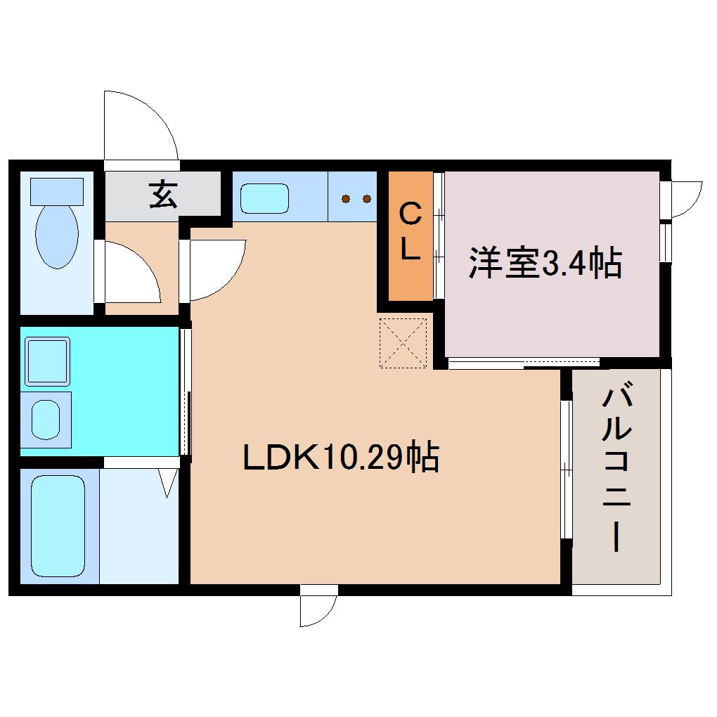 ナトゥラーレ北仙台(1LDK/1階)の間取り写真