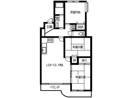 クレール安東(3LDK/3階)の間取り写真