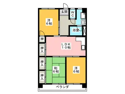 菱野ビル(3LDK/2階)の間取り写真