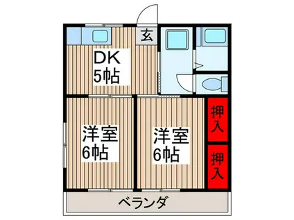 板橋コーポ(2DK/2階)の間取り写真