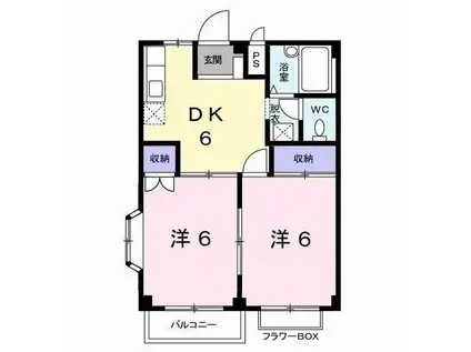 サンヒルズハイツ(2DK/2階)の間取り写真