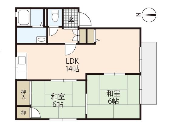 原田ハイツA(2LDK/1階)の間取り写真