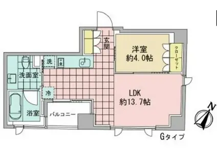 AZ日本橋人形町(1LDK/7階)の間取り写真