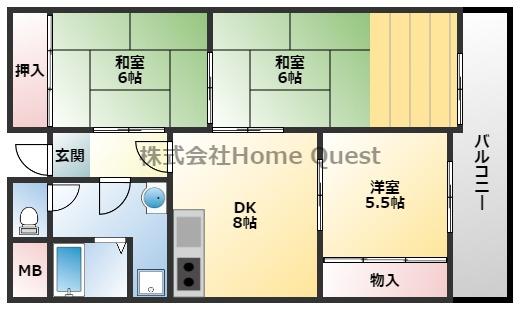 マンション国分ウエスト(3DK/4階)の間取り写真