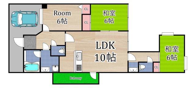 フロイデ城北(3LDK/1階)の間取り写真