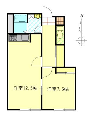 ウエストヒルズ(1LDK/1階)の間取り写真