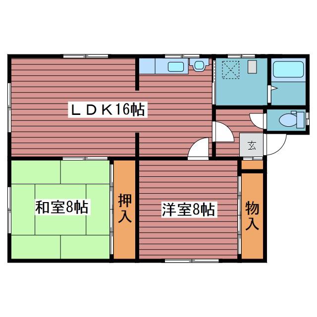 港南ハイツA(2LDK/3階)の間取り写真