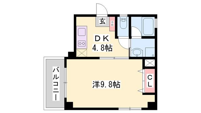 アビックス英賀保駅前(1DK/3階)の間取り写真