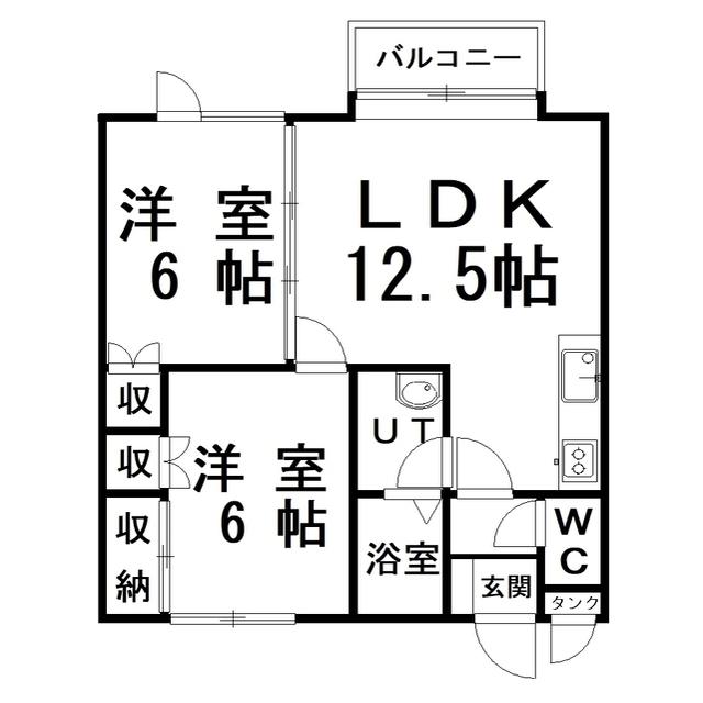 オレンジハイツ(2LDK/1階)の間取り写真