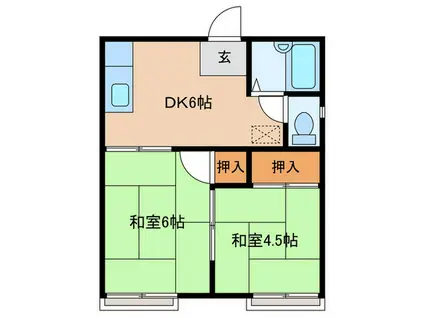葉月コーポ(2DK/2階)の間取り写真