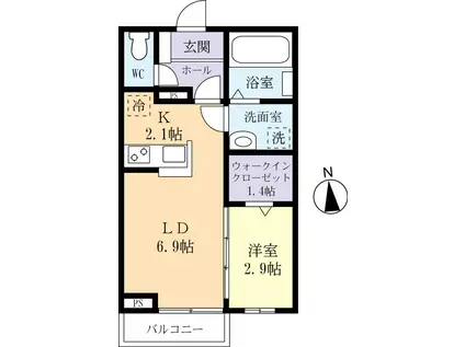 ルノンA(1LDK/1階)の間取り写真
