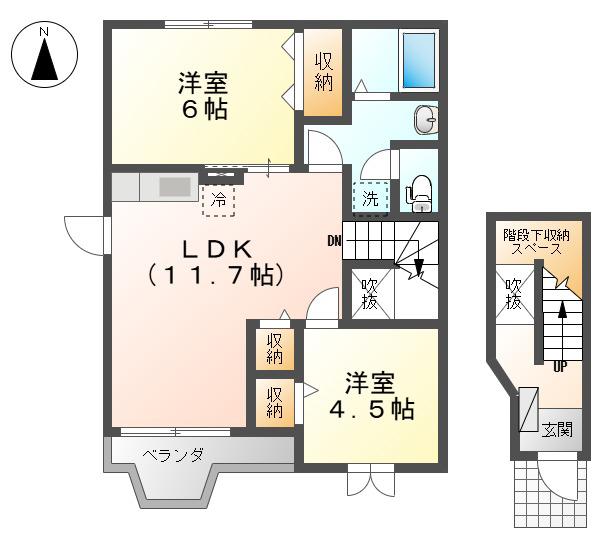 フォレスト・ヴィラA(2LDK/2階)の間取り写真