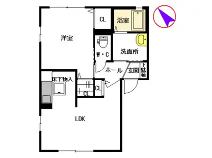 ソラーレS(1LDK/1階)の間取り写真