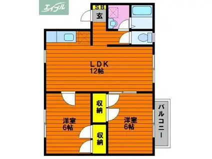 メゾンラスタIII(2LDK/2階)の間取り写真