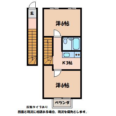 レジデンス穂高A(2K/2階)の間取り写真