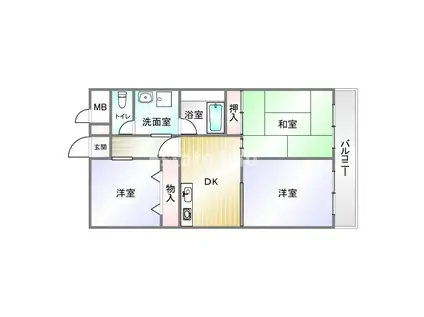 グランディアミアモーレ鈴蘭台(3DK/3階)の間取り写真