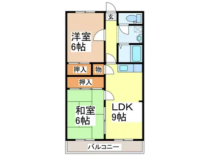 ニュー大手ハイツ(2LDK/2階)の間取り写真