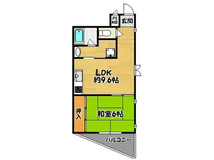 シオヤマビル(1LDK/3階)の間取り写真