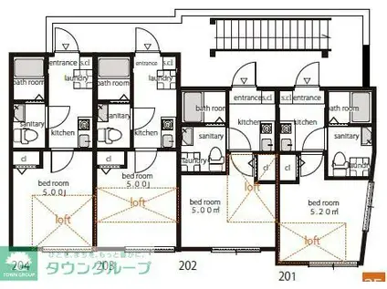 フォレストタウンR(1K/2階)の間取り写真