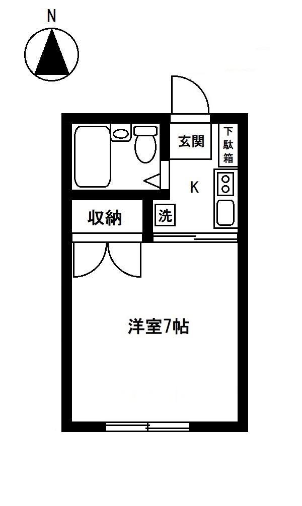 ウエストハイム谷戸(1K/1階)の間取り写真
