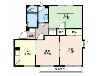 アーバングレイス B(3K/1階)の間取り写真