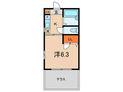 サニーハイツ王子(1K/1階)の間取り写真