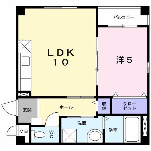 ユーヴェSII(1LDK/2階)の間取り写真