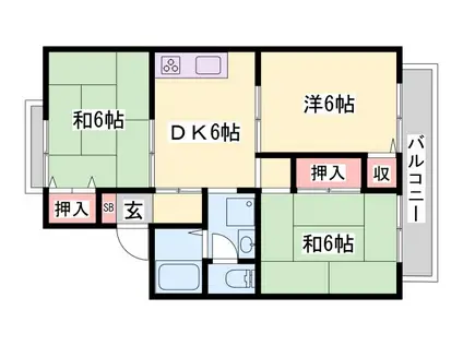 メロディ白国(3DK/2階)の間取り写真