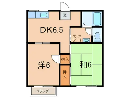 サン・ルピナス(2DK/2階)の間取り写真