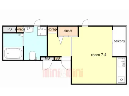 CASA LIBRE (ワンルーム/1階)の間取り写真