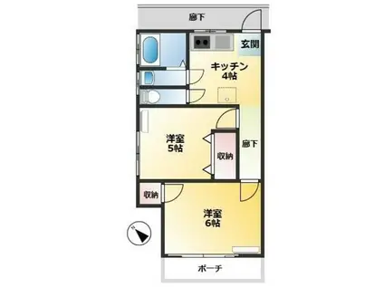 第二平田荘(2DK/1階)の間取り写真