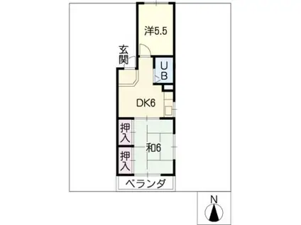 浅井ハイツ(2DK/2階)の間取り写真