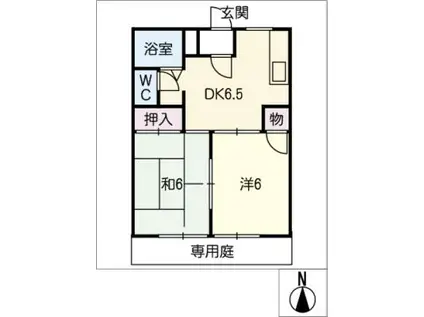 パークハイムI(2DK/1階)の間取り写真