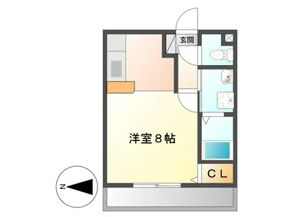 フラッハフェルト(1K/2階)の間取り写真