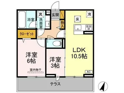 リシェスみのり台 A・B・C A棟(2LDK/3階)の間取り写真