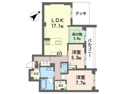 グランディール横濱台場(2SLDK/1階)の間取り写真