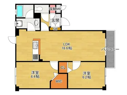 グランシャリオ(2LDK/1階)の間取り写真