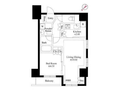 グランスイート銀座レスティモナーク(1LDK/5階)の間取り写真
