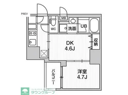 SYFORME大井町II(1DK/12階)の間取り写真