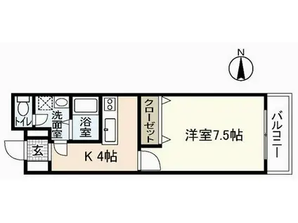 第1西本ビル(1K/4階)の間取り写真