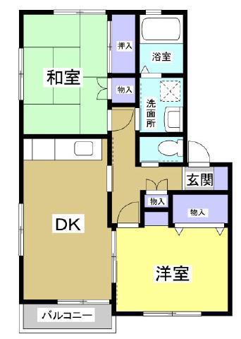 キートスI(2DK/2階)の間取り写真