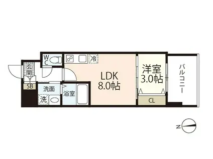 ARTISTA宝町(1LDK/11階)の間取り写真