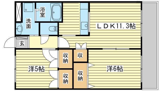 ツイン・ステージI(2LDK/1階)の間取り写真