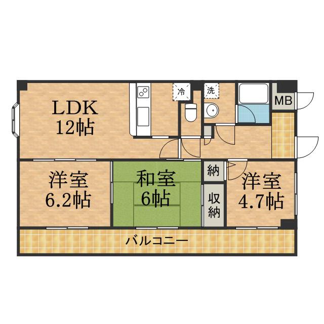 メゾンド-ル荒牧(3LDK/2階)の間取り写真
