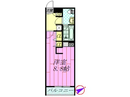 リブリ・スカイIII(ワンルーム/2階)の間取り写真