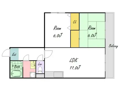 エメラルド長居(3DK/4階)の間取り写真