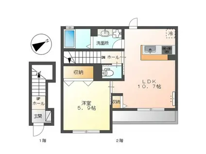 ミッテドルフ(1LDK/2階)の間取り写真