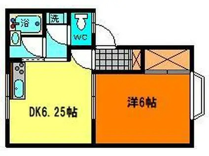 レジデンス南浜町I(1DK/2階)の間取り写真